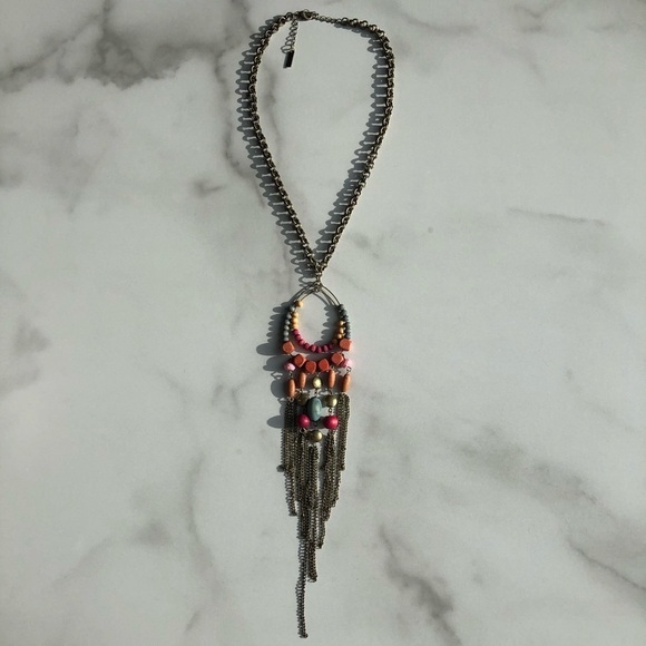 Jewelmint Women’s Pink Beaded Dream Catcher Statement Necklace - Picture 2 of 5